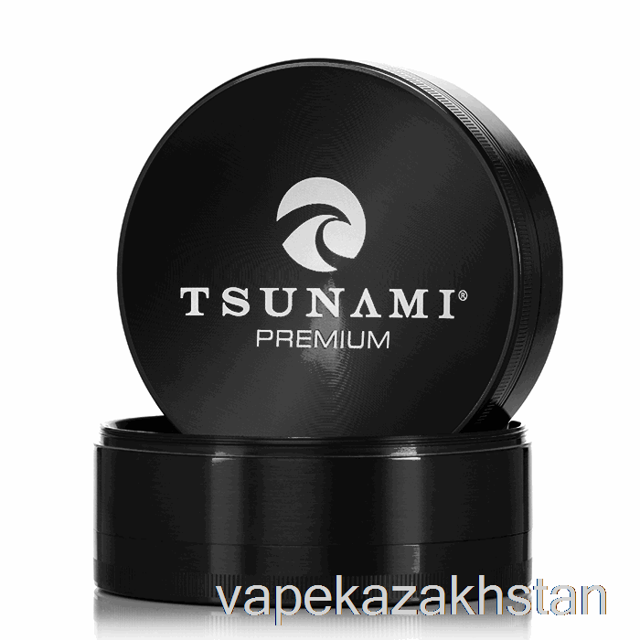 Vape Smoke Tsunami 3.9inch 4-Piece Sunken Top Grinder Black (100mm)